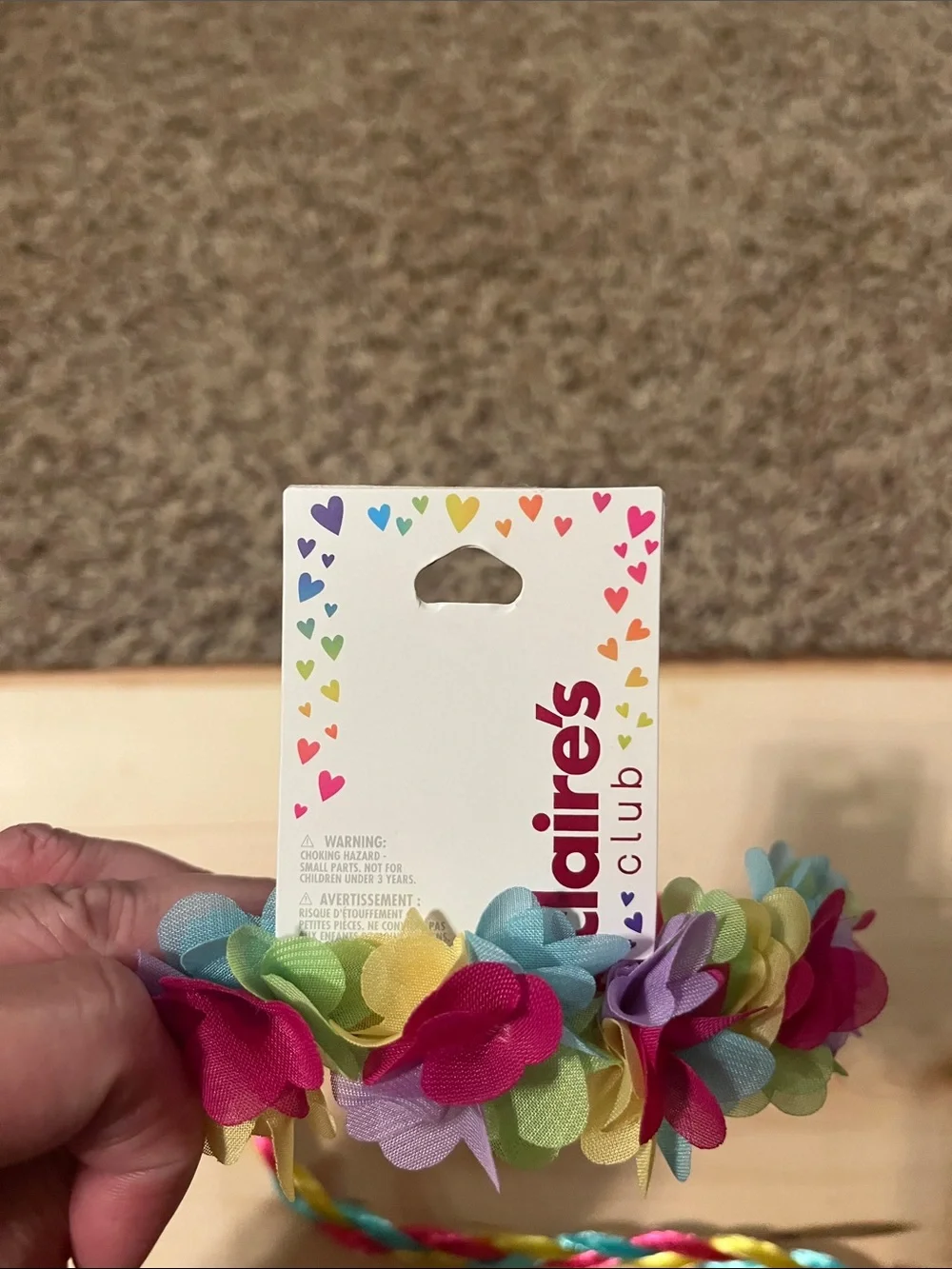 Claire's Multicolor Flower Headband with Rainbow Braided Tail NWT